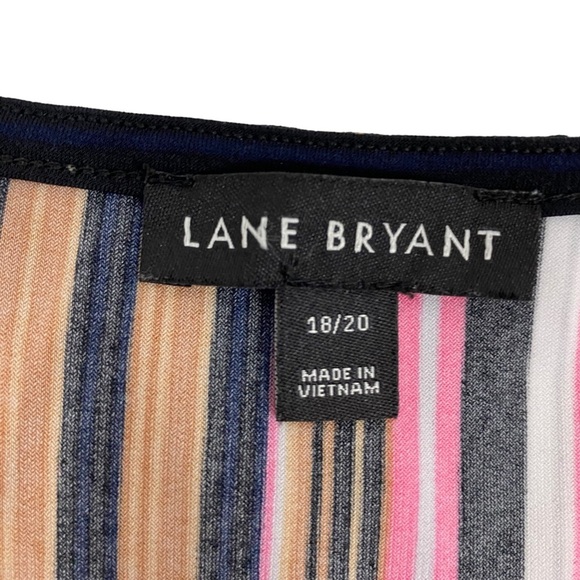 Lane Bryant Top Womens 18/20 Multicolor Striped Sweetheart Neck Surplice Peplum - Picture 4 of 7